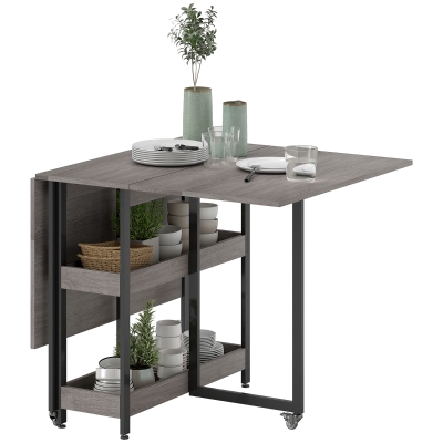 HOMCOM Table à Manger Pliable Industrielle 4 Pers Métal Gris