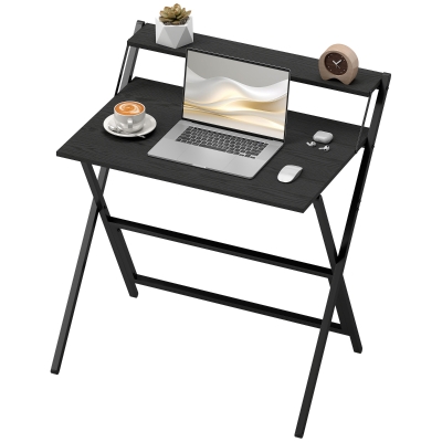 HOMCOM Bureau Pliable Noir avec Étagère 81,5x62x86,5 cm