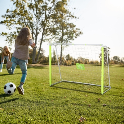 HOMCOM But de Football Métal 186x62x123 cm avec Cible Jaune