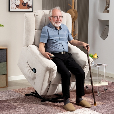 HOMCOM Fauteuil Powerlift Massage Chauffant Tissu Beige