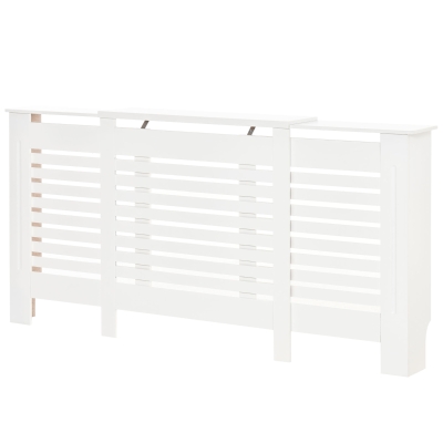 HOMCOM Cache-radiateur Réglable MDF Blanc avec Étagère 140-202cm