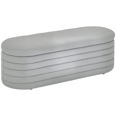 HOMCOM Panca Contenitore Fondo Letto in Tessuto Teddy Grigio