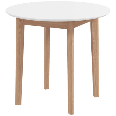 HOMCOM Table Ronde Scandinave 75cm Blanc et Naturel