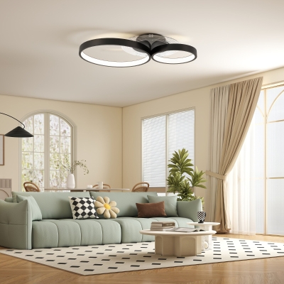 HOMCOM Plafonnier LED Moderne 3 Anneaux 40W Noir Réglable