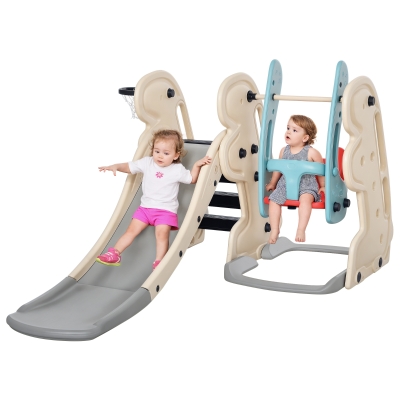 HOMCOM Scivolo per bambini 220cm x 160cm x 120cm Bianco, Azzurro e Grigio