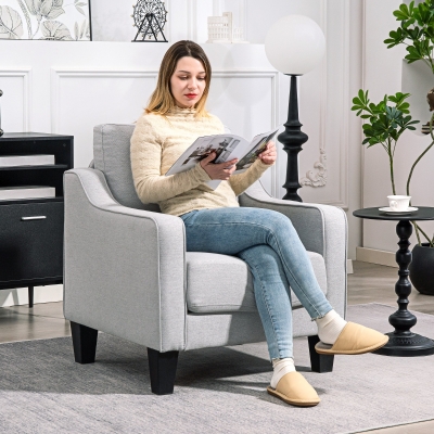 HOMCOM Fauteuil Moderne Tissu Gris 77x77x86 cm