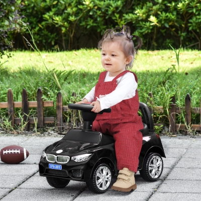 HOMCOM Voiture Enfant à Pousser avec Volant et Musiques Noir