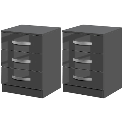 HOMCOM Ensemble 2 Tables de Chevet Modernes 3 Tiroirs Gris