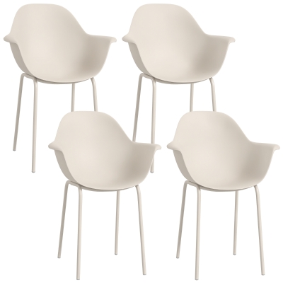 Outsunny Set 4 Sedie da Giardino in PP Acciaio Grigio