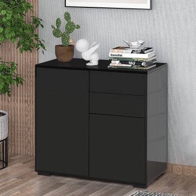 HOMCOM Meuble Polyvalent 2 Tiroirs 2 Armoires 79x36x74cm