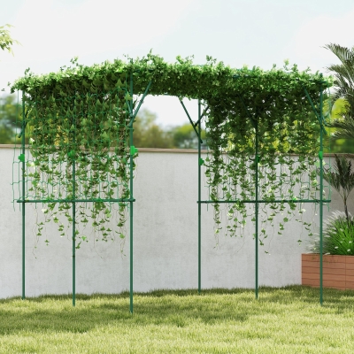 Outsunny Treillis Acier Vert Arc de Roses 223x223x223 cm