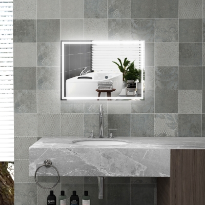 HOMCOM Miroir LED Salle de Bain avec Interrupteur Tactile Blanc