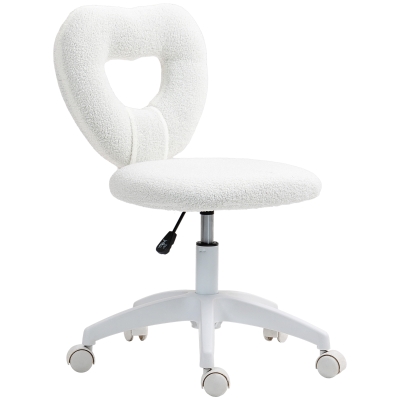 HOMCOM Chaise Bureau Cœur Rembourrée Blanc