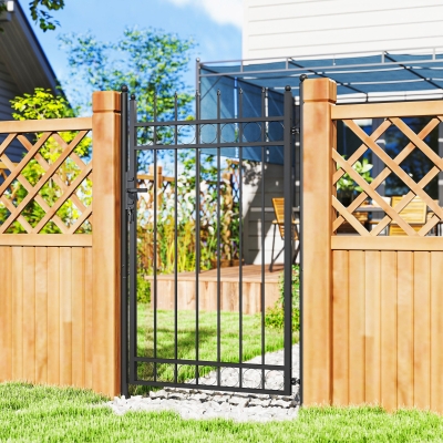 Outsunny Portail Jardin Acier Galvanisé 105x204 cm Noir