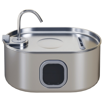 PawHut Distributeur Eau Chat 7L Acier Inox LED Argent