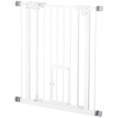 PawHut Barrière Chien Fermeture Auto 74-80x76.2cm Blanc