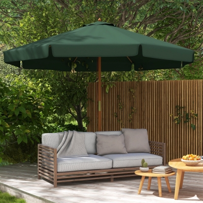 Outsunny Parasol Bambou Ø325cm Double Toit Polyester Vert