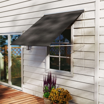 Outsunny Toldo Retráctil de Exterior con Marco de Aluminio Ángulo de Inclinación Ajustable Anti-UV 150x120 cm Gris Oscuro