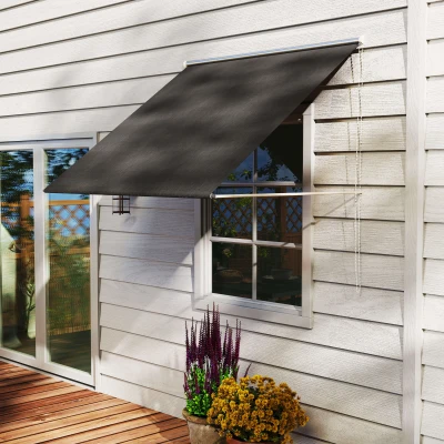 Outsunny Toldo Retráctil de Exterior con Marco de Aluminio Ángulo de Inclinación Ajustable Anti-UV 150x120 cm Gris Oscuro