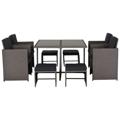Outsunny Set mobile da giardino 109cm x 109cm x 72cm Nero, Grigio