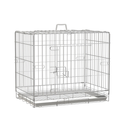 PawHut Gabbia per cane 61cm x 43cm x 50cm Argento, Bianco