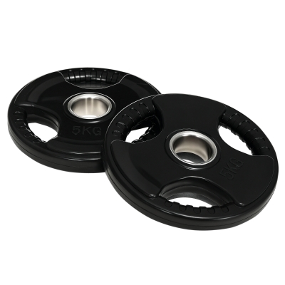 SPORTNOW Hantelscheibe, 2er-Set, 5 kg pro Scheibe, drei Griffe, bodenschonender Gummimantel, Metall