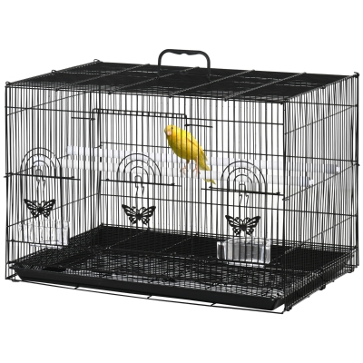 PawHut Cage Oiseaux Métal 60x41x41 cm Noir