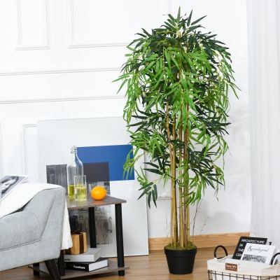 Outsunny Bambou Artificiel avec Vase Intérieur/Extérieur 150cm