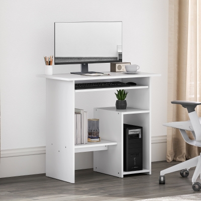 HOMCOM Bureau Ordinateur 80x45x75cm Blanc Métal
