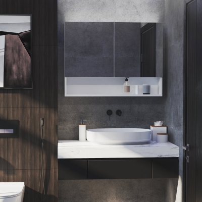 HOMCOM Armoire Miroir LED 80x15x60cm avec Étagères