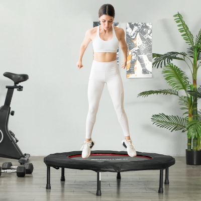 SPORTNOW Trampoline Fitness Ø102cm Pliable Acier Rouge 100kg