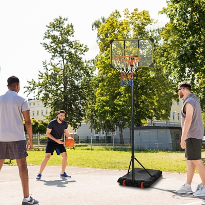 SPORTNOW Panier de Basket pour Adultes, Hauteur Réglable 2,1-2,4 m, Roues et Base Remplissable, Jaune