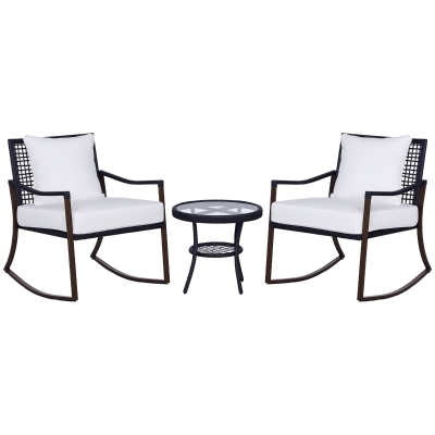 Outsunny Ensemble Jardin 2 Fauteuils Table Résine