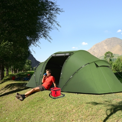 Outsunny Tente de Camping Familiale pour 4-6 Personnes avec 2 Chambres et Sac de Transport 430x240x170 cm Vert