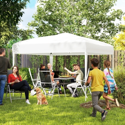 Outsunny 3 x 3m Pop Up Gazebo, No Side Walls, for Parties, Picnic, with Carrying Bag, White