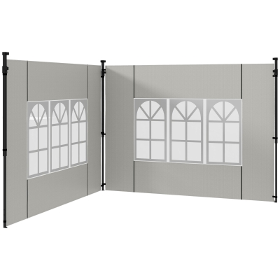 Outsunny Set 2 Pareti Gazebo 3x3/3x6m avec Fenêtres Blanc