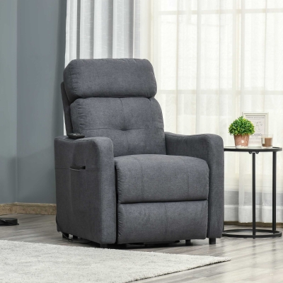 HOMCOM Fauteuil Relaxant Levage Télécommande Repose-Pied Gris