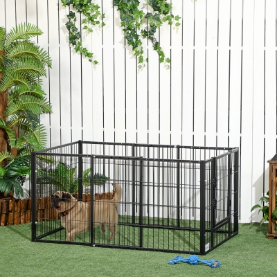 PawHut Clôture Chiens 6 Panneaux Métal Int/Ext 82,5-150x79x61cm