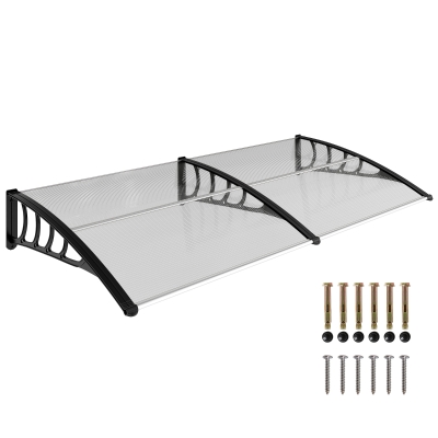 Outsunny Tejadillo de Protección 200x96x27 cm Marquesina Exterior para Puertas y Ventanas contra Sol y Lluvia Transparente