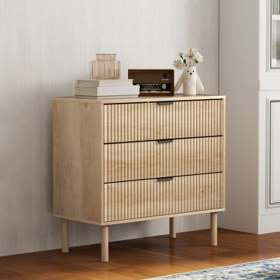 HOMCOM Commode 3 Tiroirs Bois Style Nordique 80x40x77.5 cm