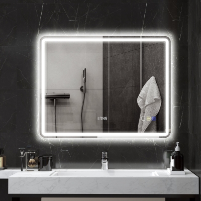 HOMCOM Miroir LED Salle de Bain Anti-Buée 700x900mm Argent