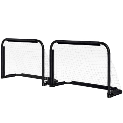 HOMCOM Mini Buts de Football Pliables Métal 90x36x60cm Noir