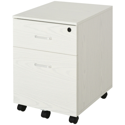 Vinsetto Classeur Bureau Bois 2 Tiroirs Serrure Blanc 40x45x55cm