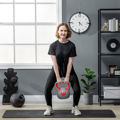 SPORTNOW Kettlebell 14kg PU Base Plate Poignée Rouge