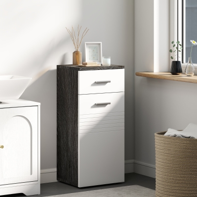 kleankin Meuble Salle de Bain Bois 35x30x77,5cm Blanc Noir