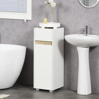 kleankin Meuble Salle de Bain Bois Blanc 30x33x88cm avec Tiroir