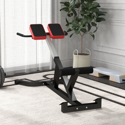 SPORTNOW Chaise Romaine à Hauteur Réglable avec Rembourrage Épais, en Acier et PU, 126x70x67-84 cm, Noir
