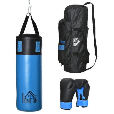 HOMCOM Ensemble Boxe Gonflable avec Gants et Sac Bleu