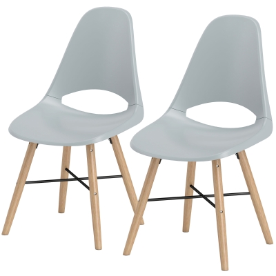 HOMCOM Set 2 Chaises Salle à Manger Bois Gris Nordique