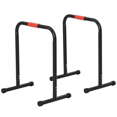 HOMCOM Barras Paralelas Training Soporte con Mango Extra Ancho para Flexiones Inclinadas Musculación Calistenia Dips 63x41x73 cm Negro